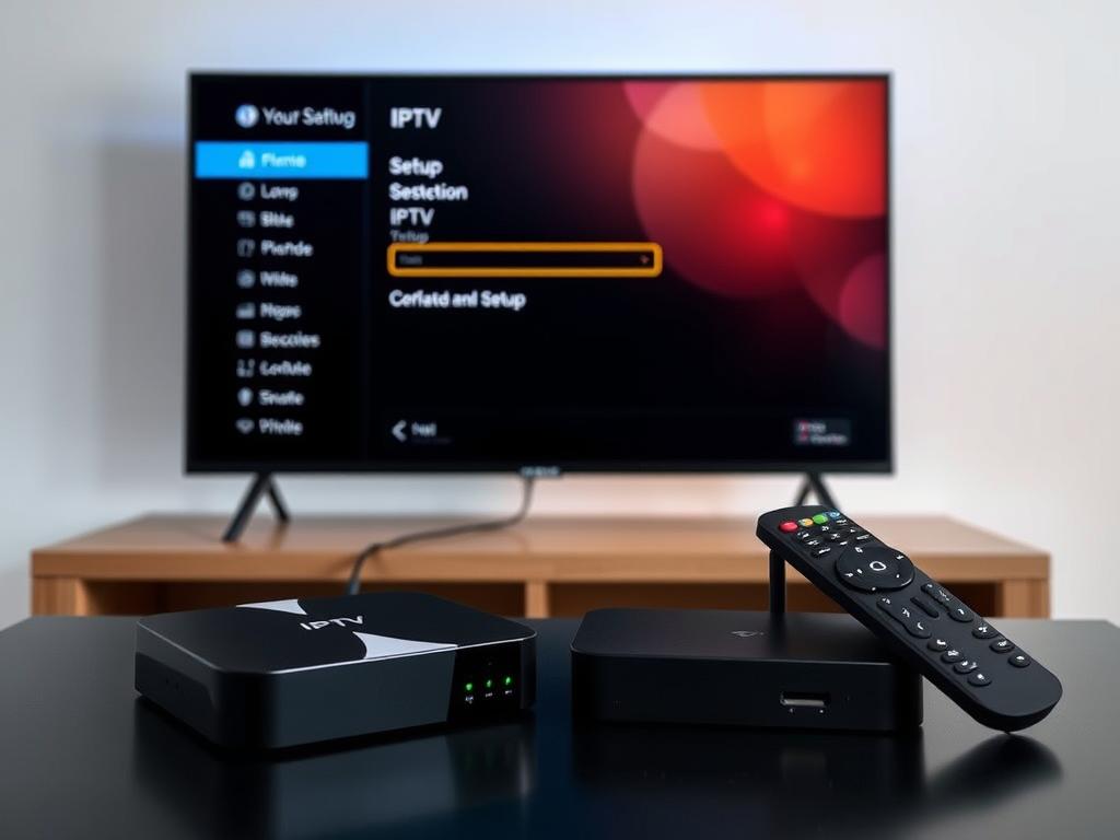Android TV box with IPTV UK setup screen