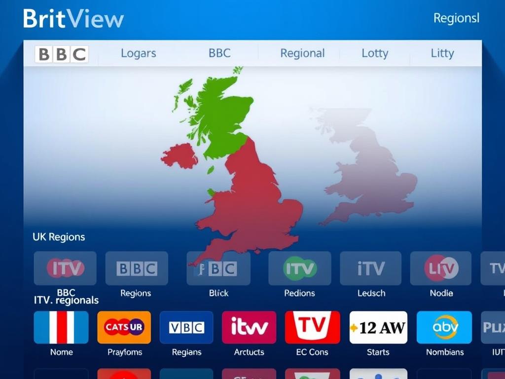 BritView IPTV showing UK regional channels