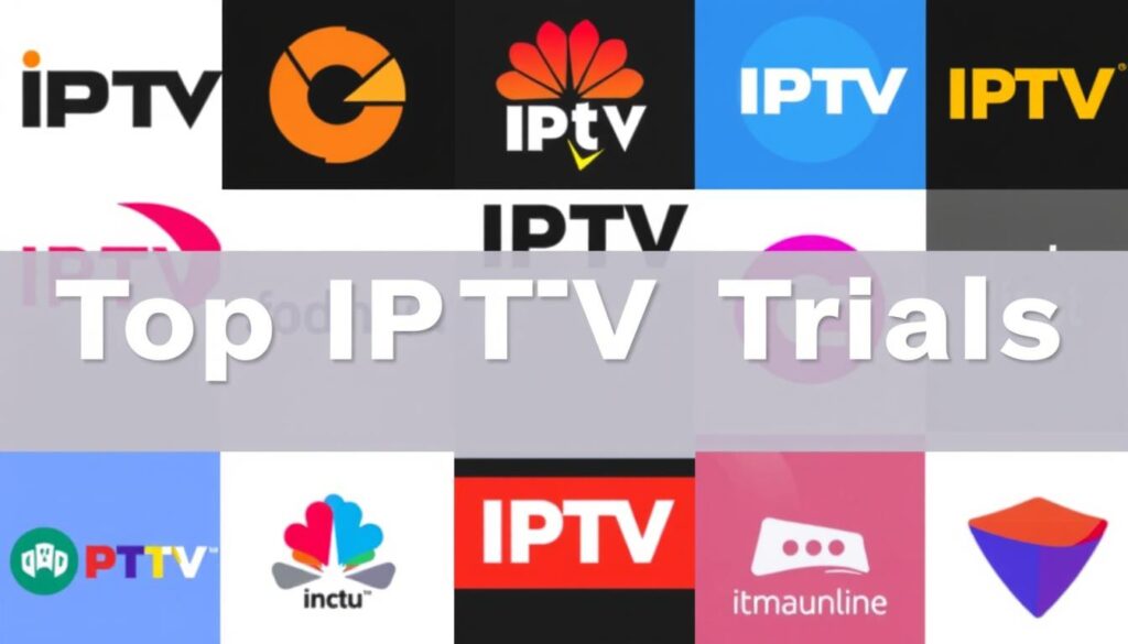 Collage of top IPTV service provider logos offering trials in 2024 Collage of top IPTV service provider logos offering trials in 2024