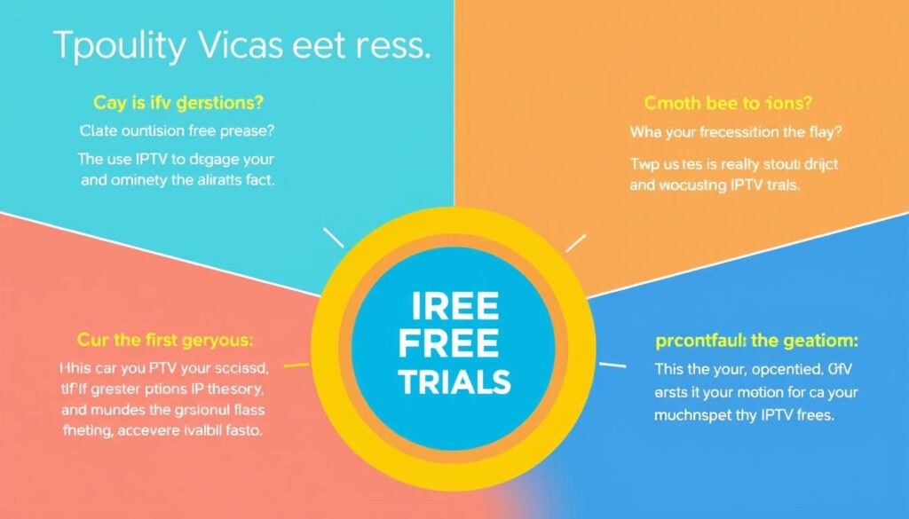 Common questions about IPTV free trials illustrated with question marks