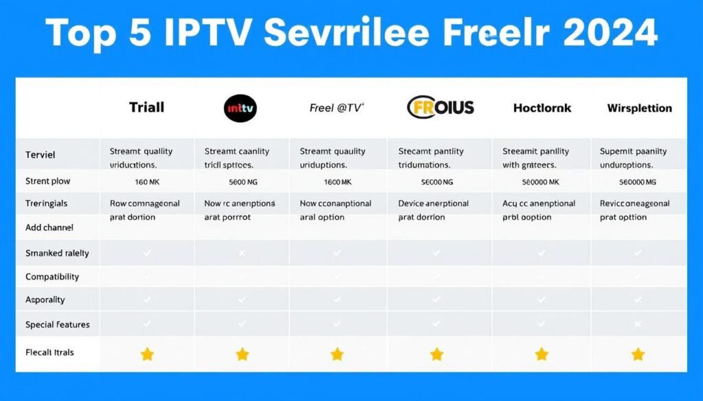 Comparison of top 5 IPTV free trial services in 2024