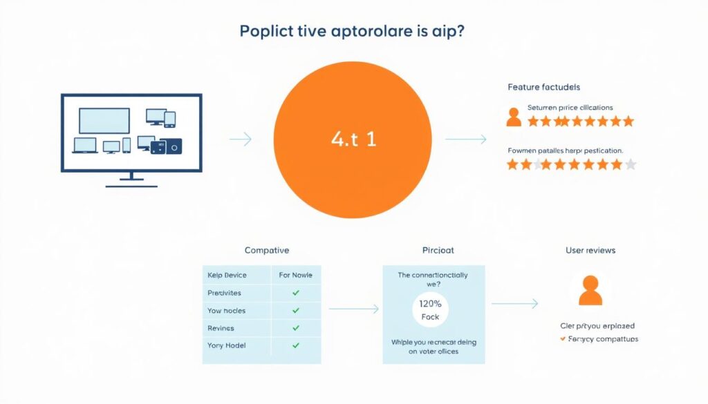 Decision factors when choosing an IPTV app showing device compatibility and feature comparison