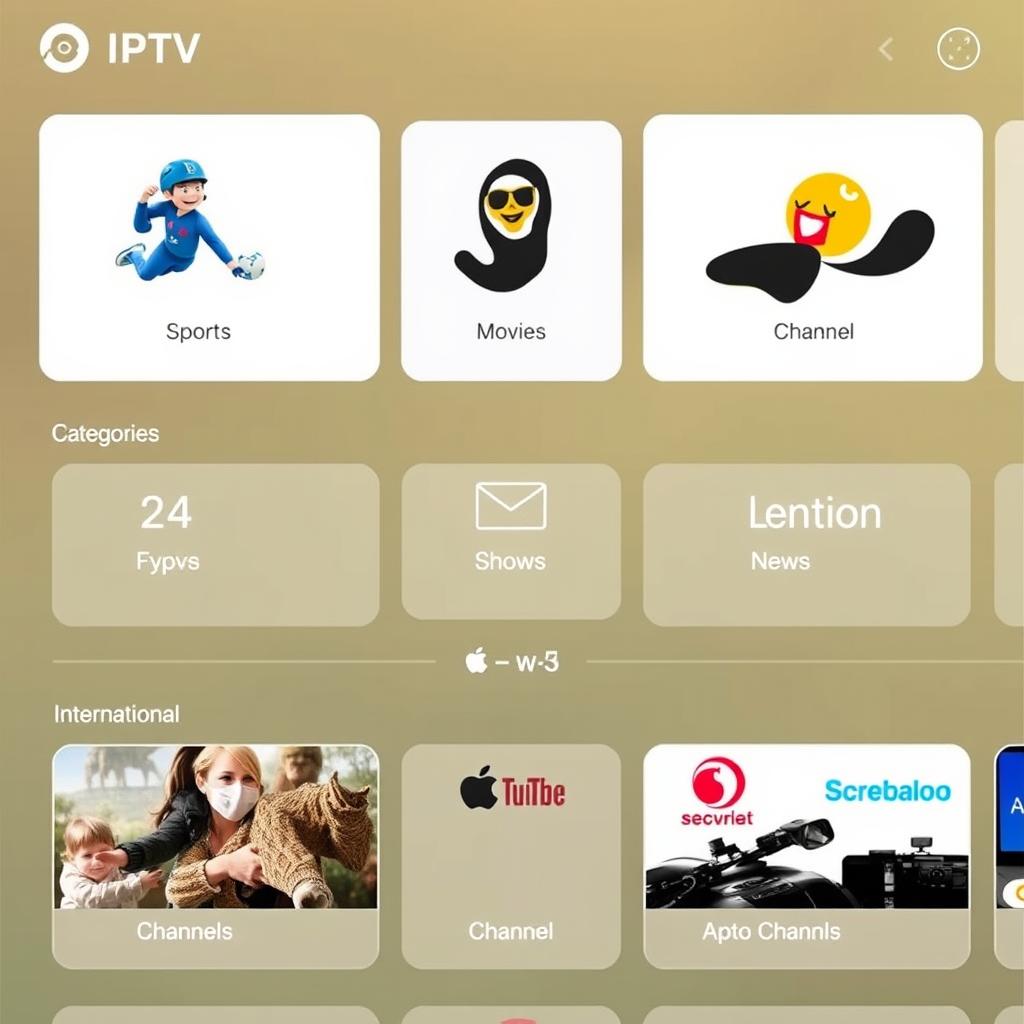Extensive IPTV content library showing various categories