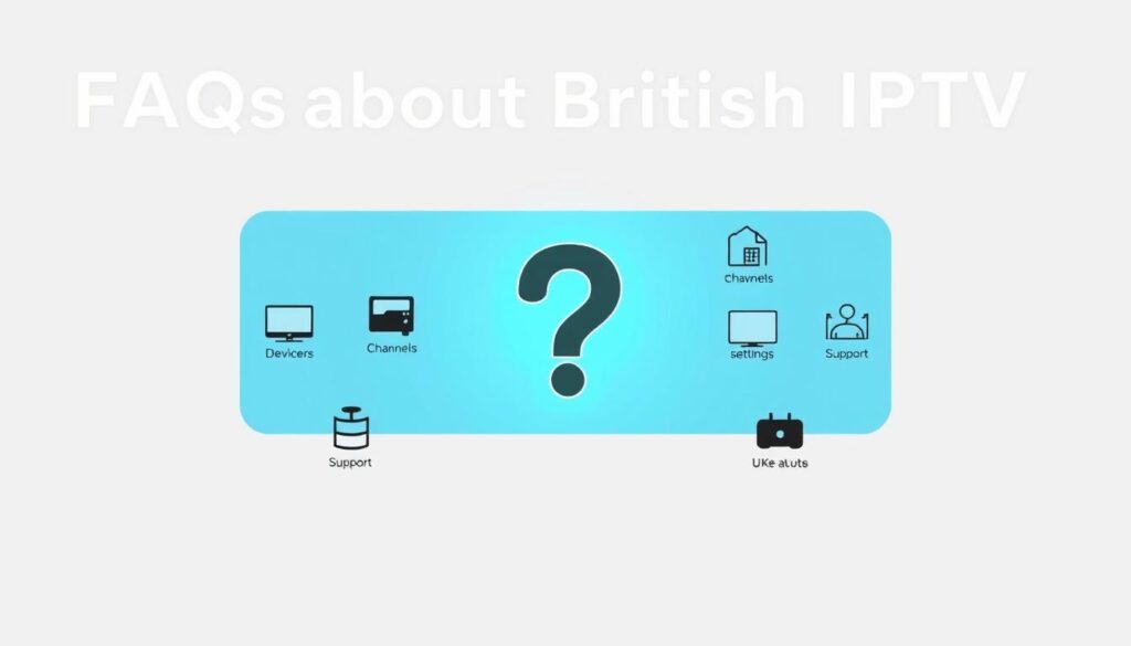FAQ concept for British IPTV showing common questions and answers