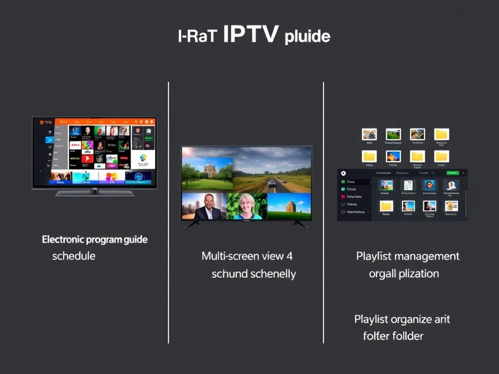 IPTV Player features comparison showing EPG, multi-screen and playlist management IPTV Player features comparison showing EPG, multi-screen and playlist management