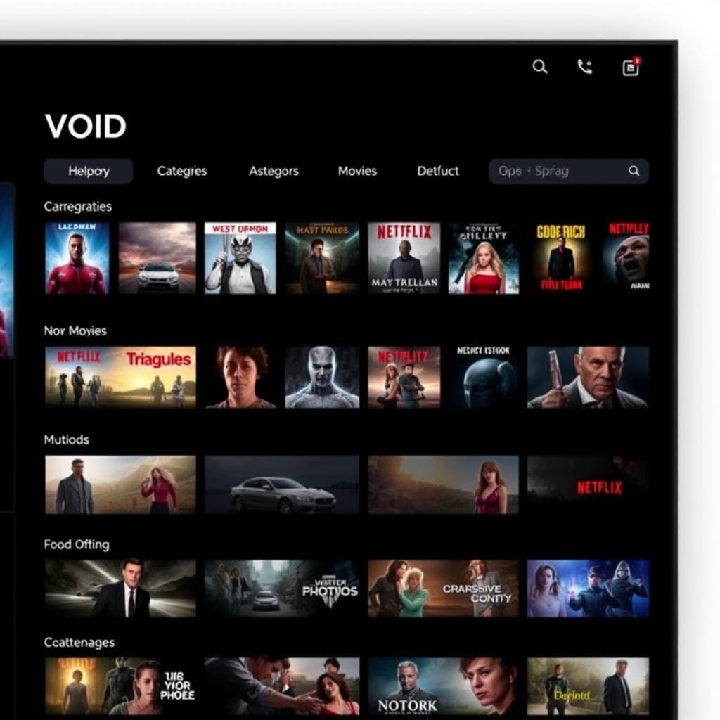 IPTV Smarters Pro VOD section showing movie thumbnails and categories IPTV Smarters Pro VOD section showing movie thumbnails and categories