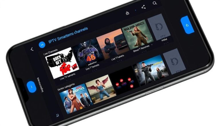 IPTV Smarters Pro interface showing live TV channels and menu options