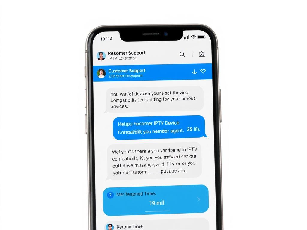 IPTV customer support chat interface during free trial period