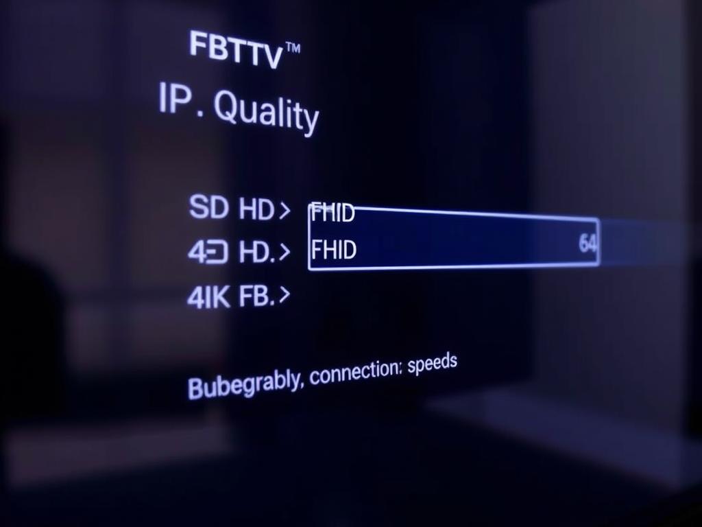IPTV quality settings showing HD, FHD and 4K options during free trial