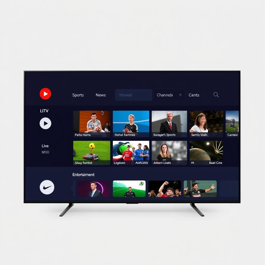 Live TV streaming interface showing multiple channel options