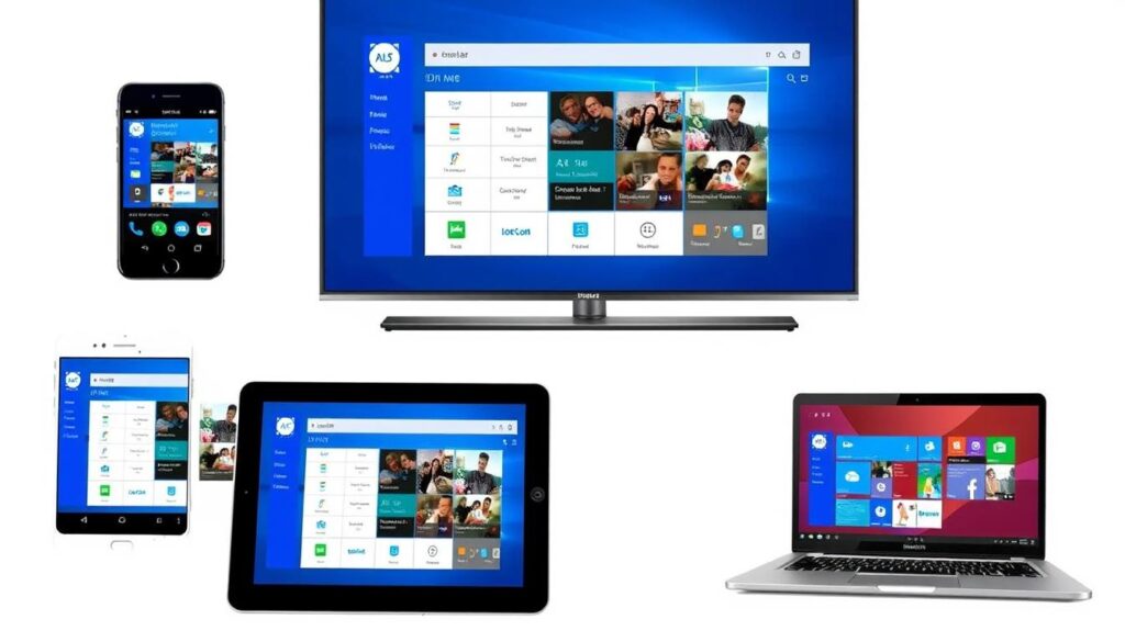Multiple devices showing IPTV Smarters Pro running on smartphone, tablet, TV, and laptop Multiple devices showing IPTV Smarters Pro running on smartphone, tablet, TV, and laptop