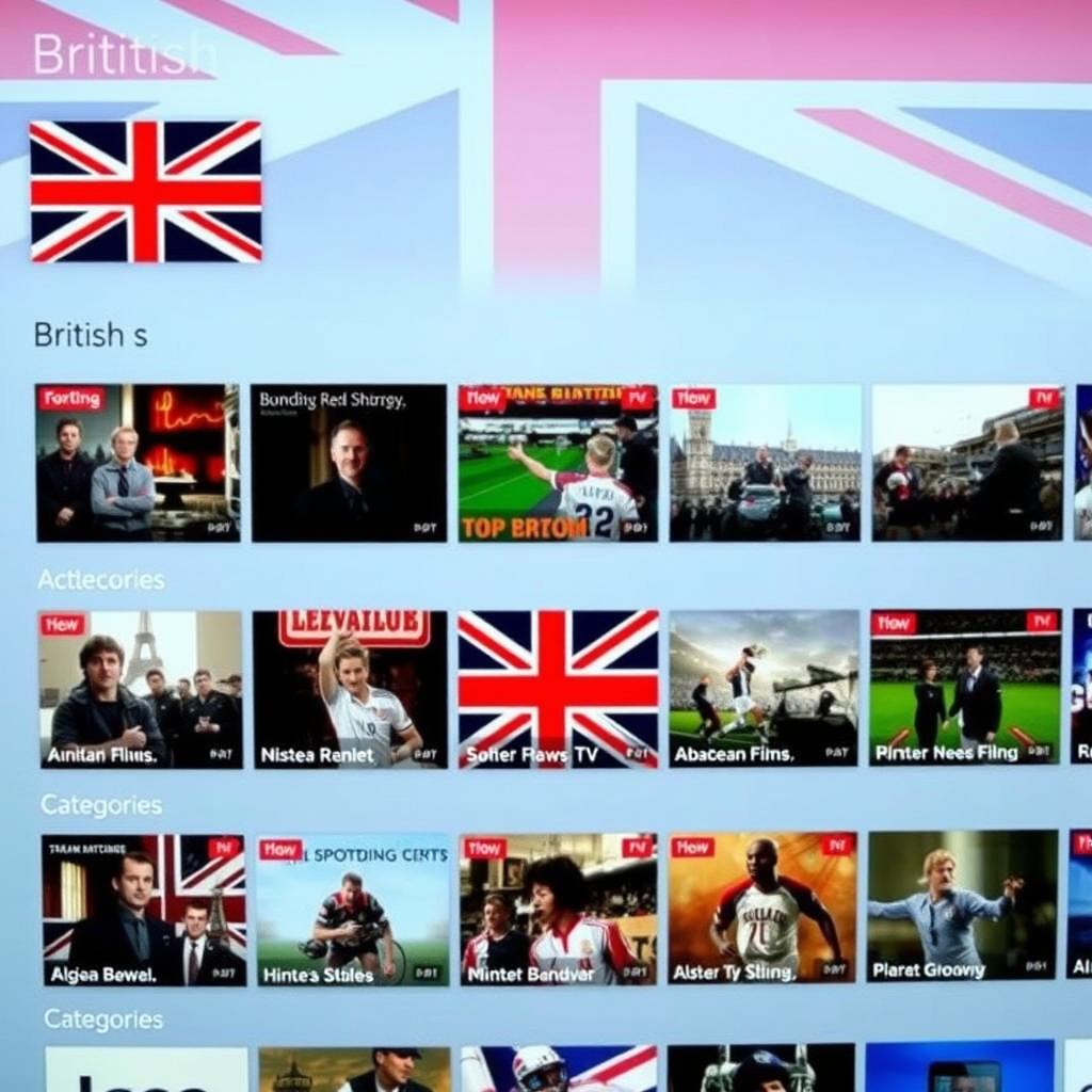 On-demand British content library showing movies and TV series