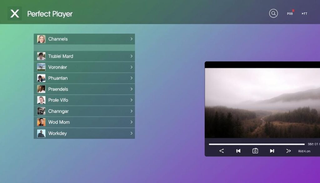Perfect Player IPTV interface showing channel list and playback Perfect Player IPTV interface showing channel list and playback