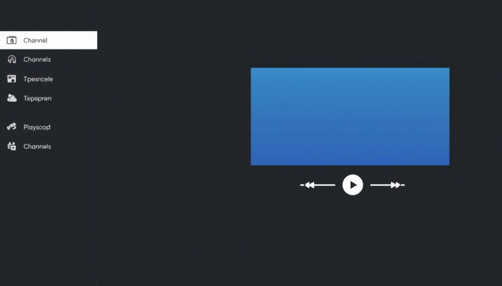 Perfect Player interface showing minimalist channel list and video playback Perfect Player interface showing minimalist channel list and video playback