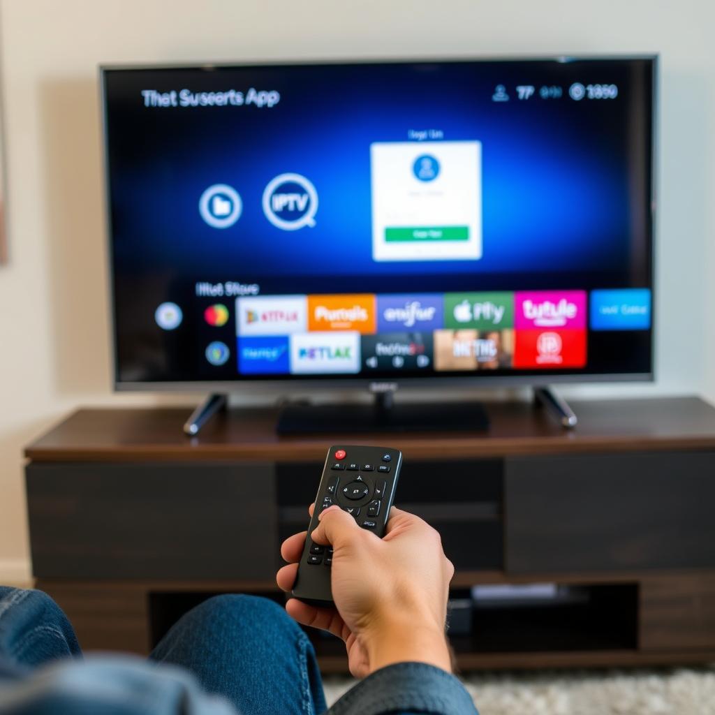 Person setting up IPTV on a Smart TV