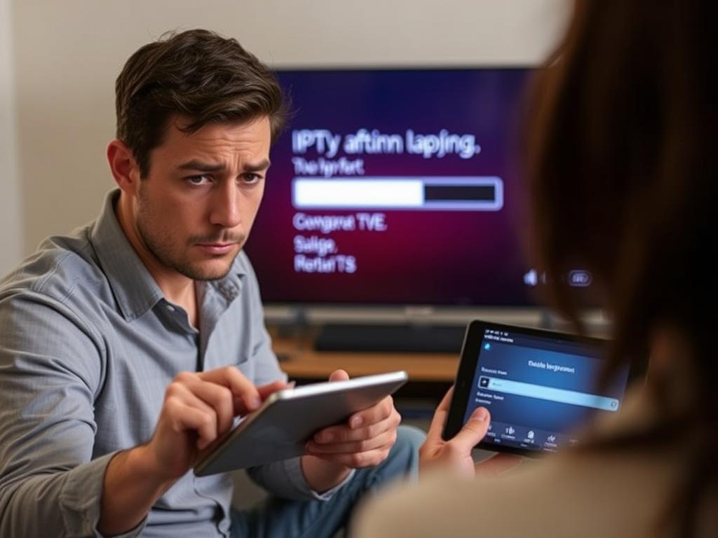 Person troubleshooting IPTV buffering issues by adjusting settings on their device