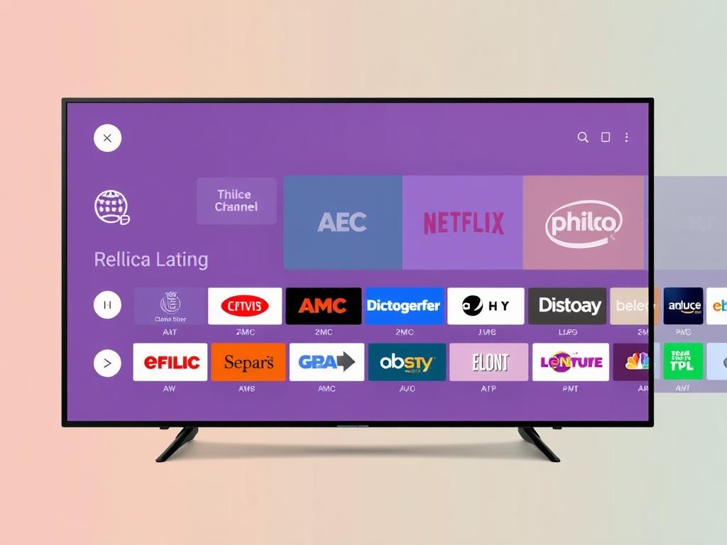 Philo TV interface showing entertainment channels and simple navigation