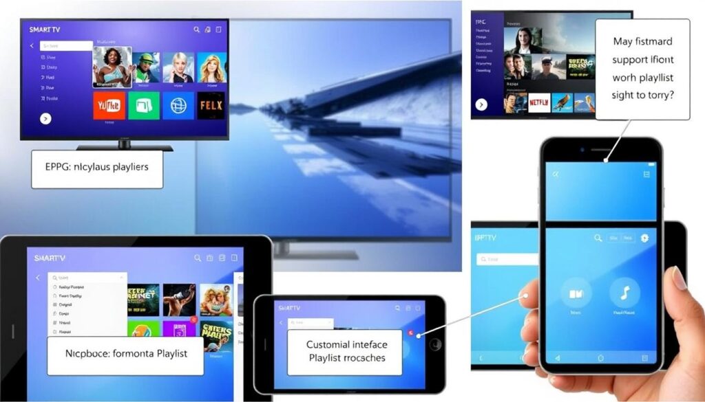 Smart IPTV features showcase on multiple devices Smart IPTV features showcase on multiple devices