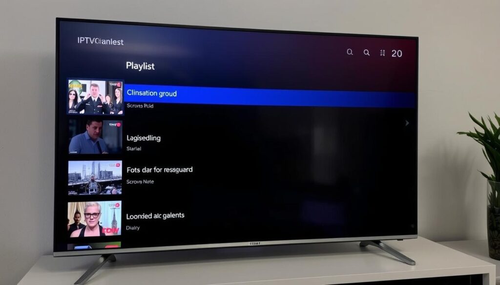 Smart IPTV interface showing multiple playlists organized in groups Smart IPTV interface showing multiple playlists organized in groups