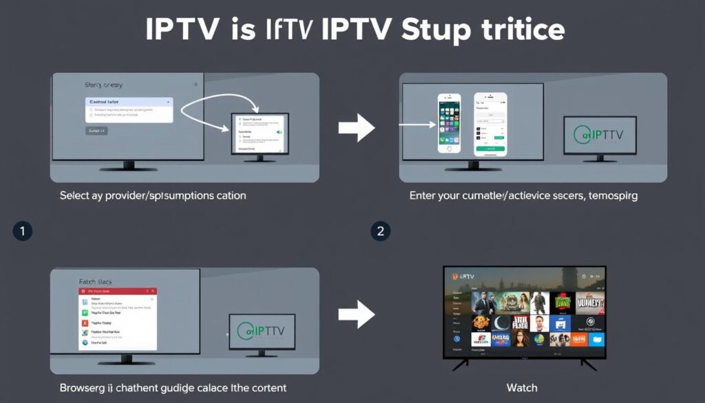 Step-by-step British IPTV setup process showing configuration on different devices