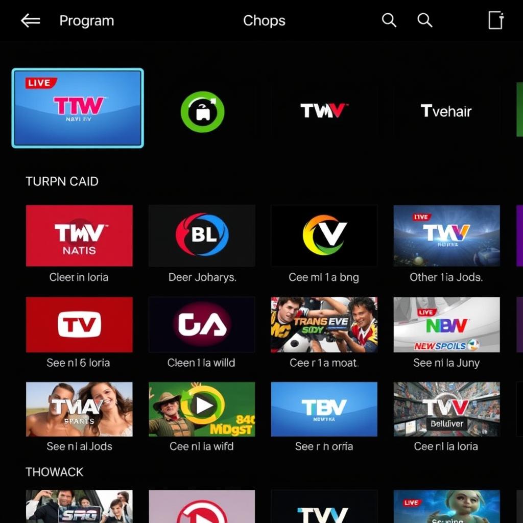 TiviMate IPTV app interface showing channel grid and playback controls