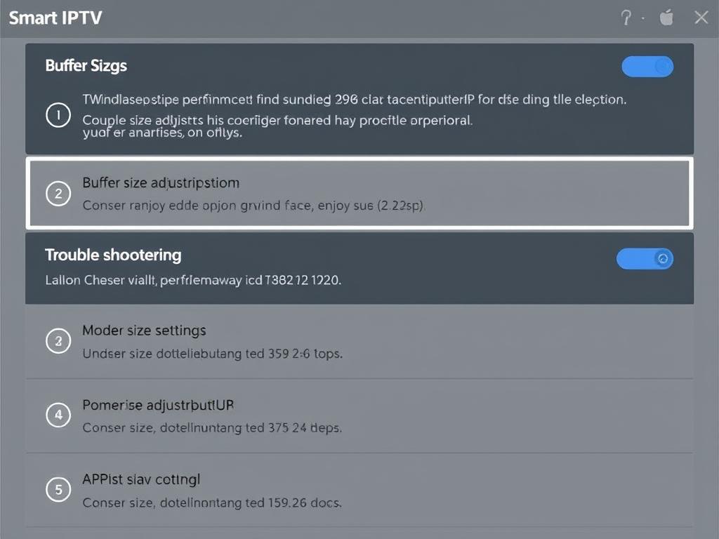 Troubleshooting Smart IPTV buffer settings screen Troubleshooting Smart IPTV buffer settings screen