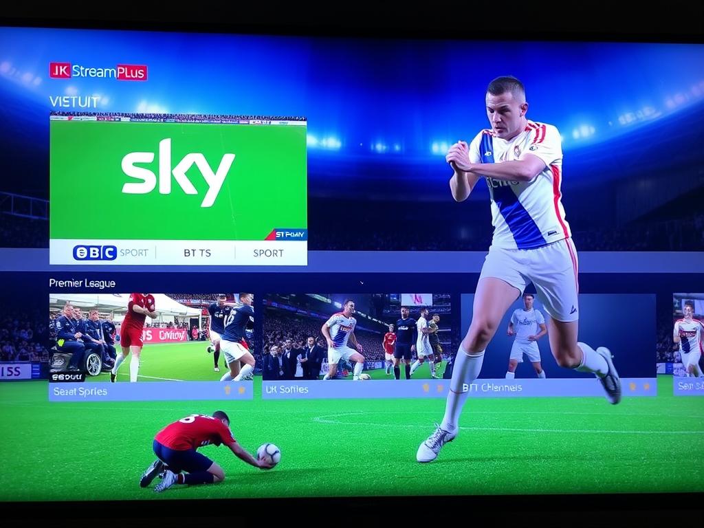 UKStreamPlus IPTV interface with sports content