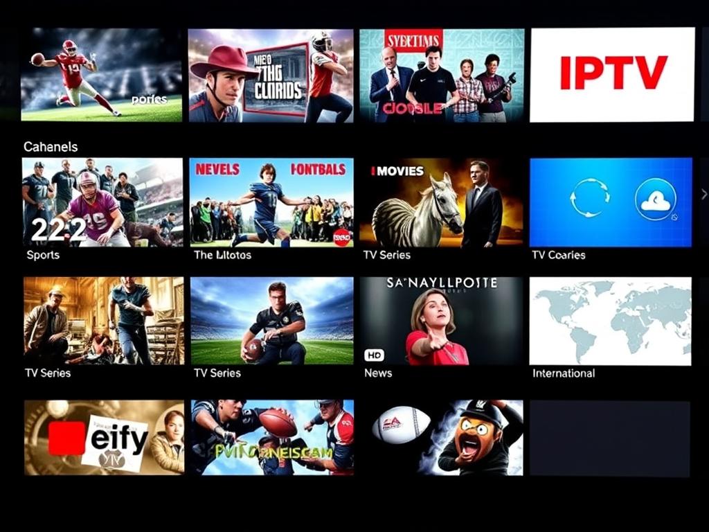 Various content categories available through IPTV subscription services