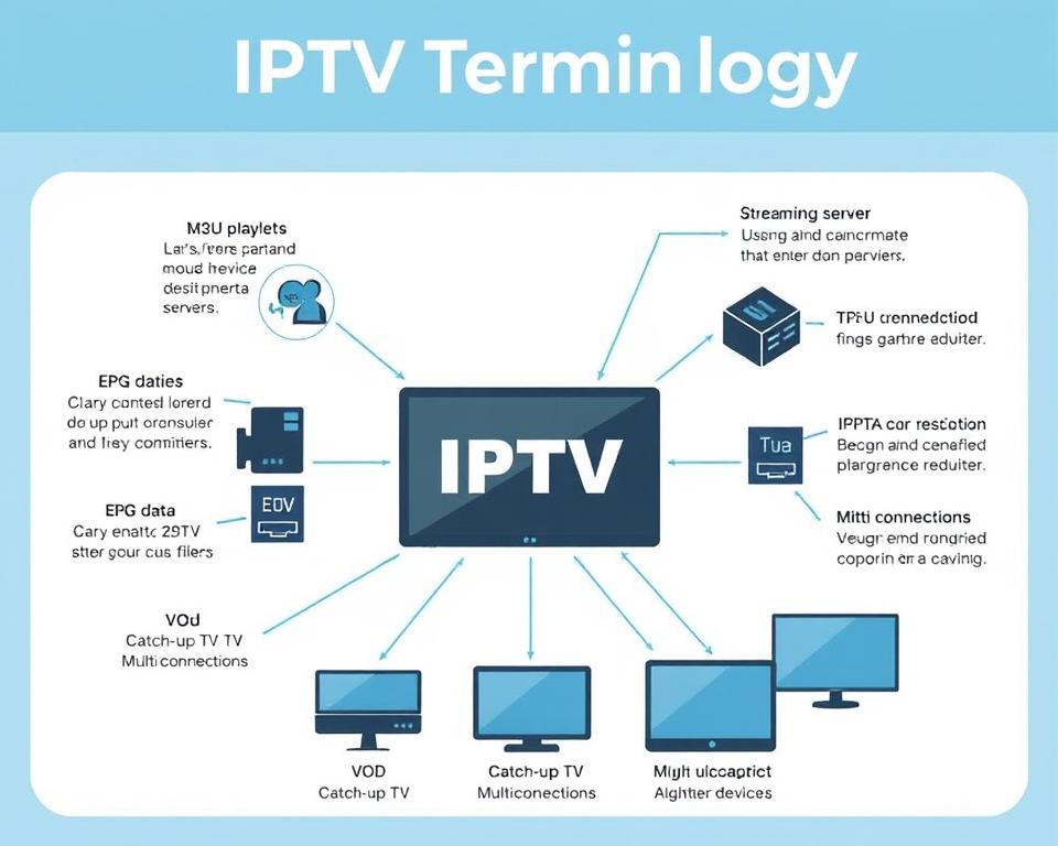 Visual representation of key IPTV terminology and how different components interact