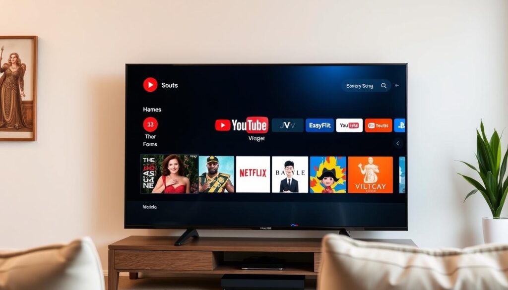 YouTube TV interface showing IPTV providers UK content on a smart TV