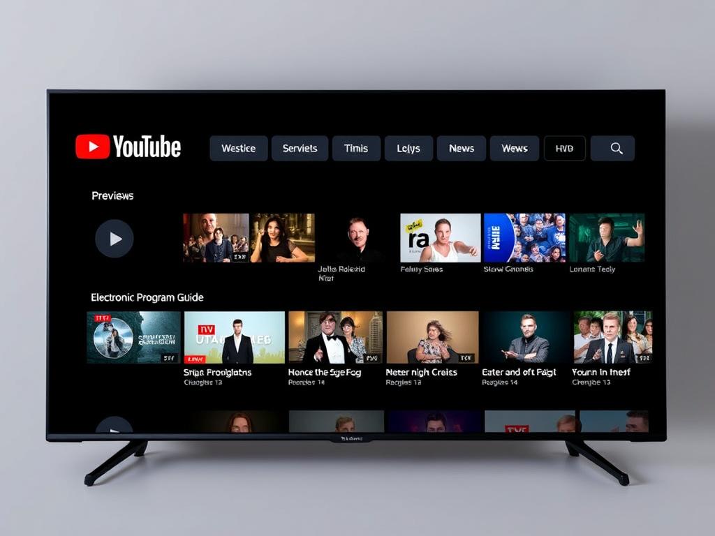 YouTube TV interface showing live channels and program guide