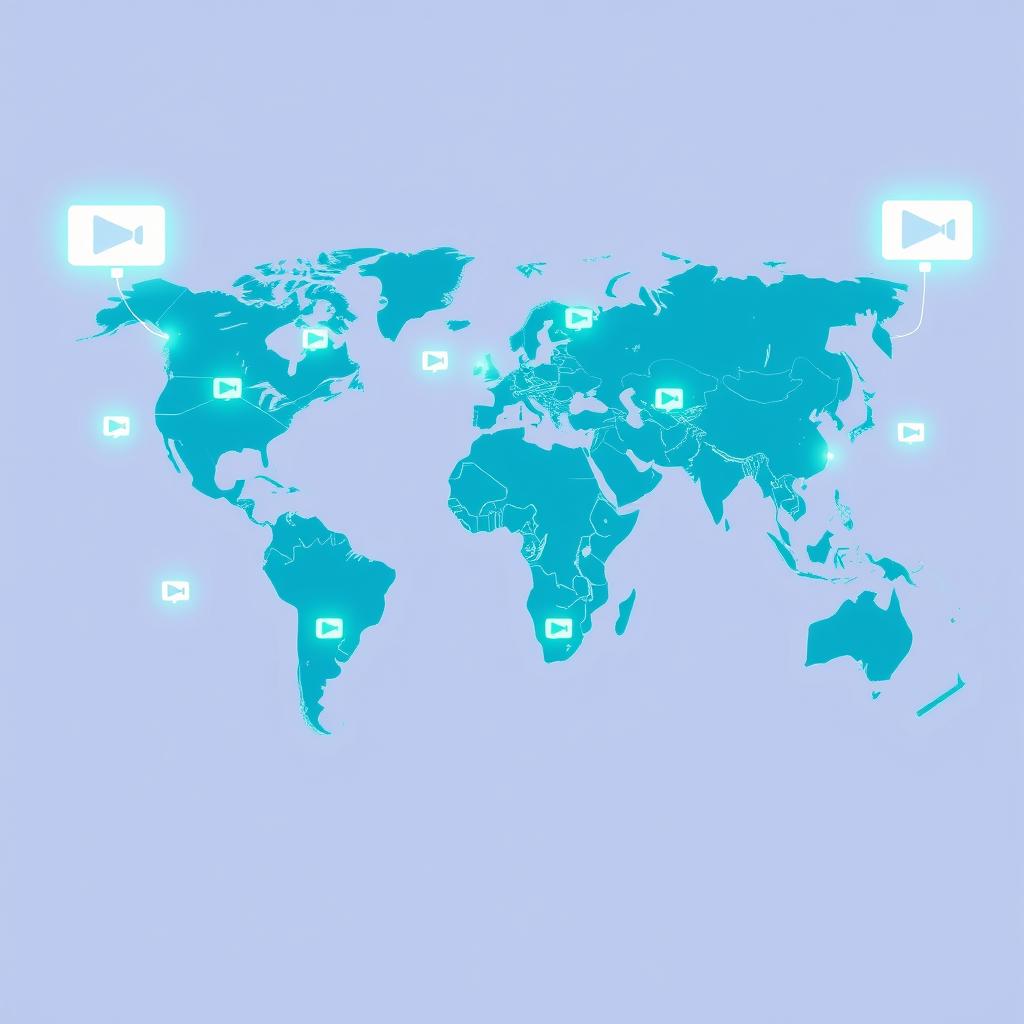 Global map highlighting worldwide channel access through IPTV subscription services Global map highlighting worldwide channel access through IPTV subscription services