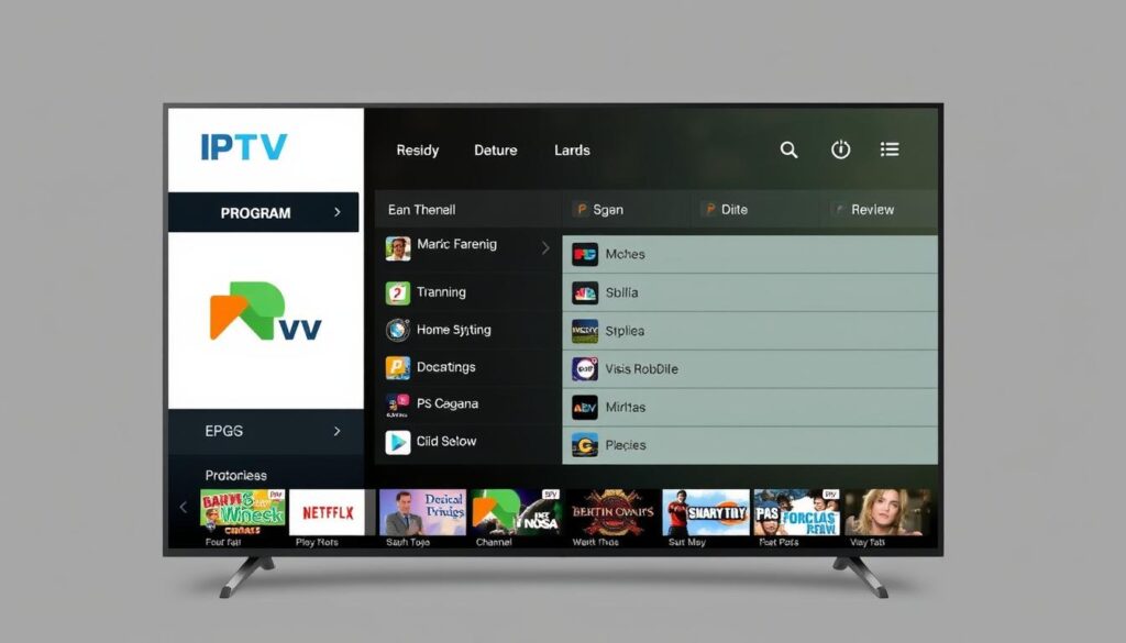 IPTVTech subscription interface showing channel guide and VOD section IPTVTech subscription interface showing channel guide and VOD section