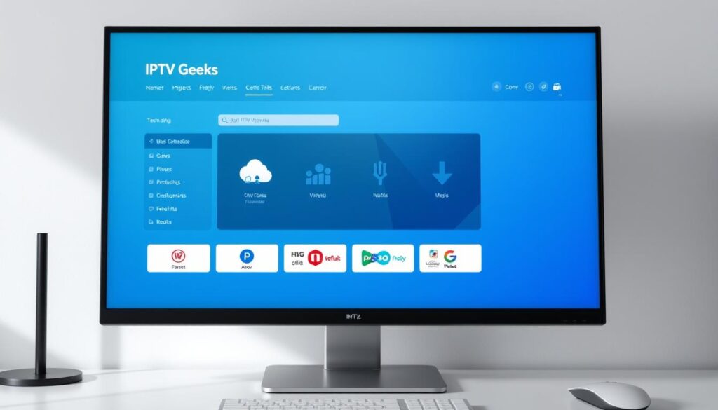 An image of IPTV Geeks interface on a screen