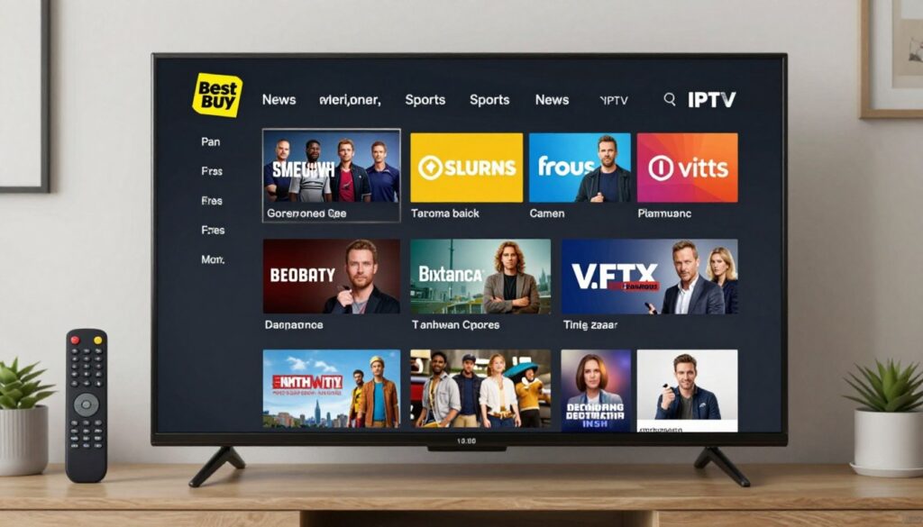 Generate an image of BestBuy IPTV interface showcasing its channel variety Generate an image of BestBuy IPTV interface showcasing its channel variety