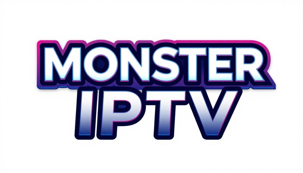 Generate an image of a Monster IPTV logo with a striking, futuristic design. Generate an image of a Monster IPTV logo with a striking, futuristic design.