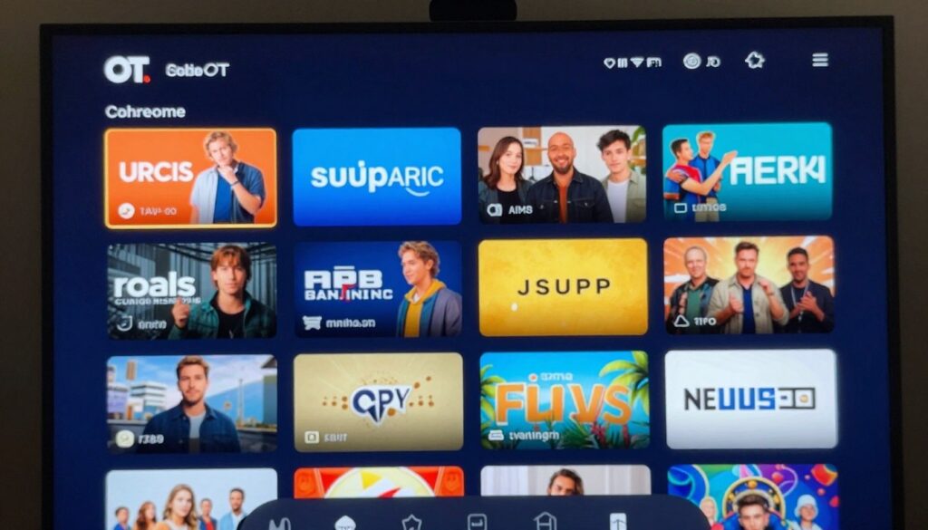 Generate an image representing OTT Ocean's interface and channel selection. Generate an image representing OTT Ocean's interface and channel selection.