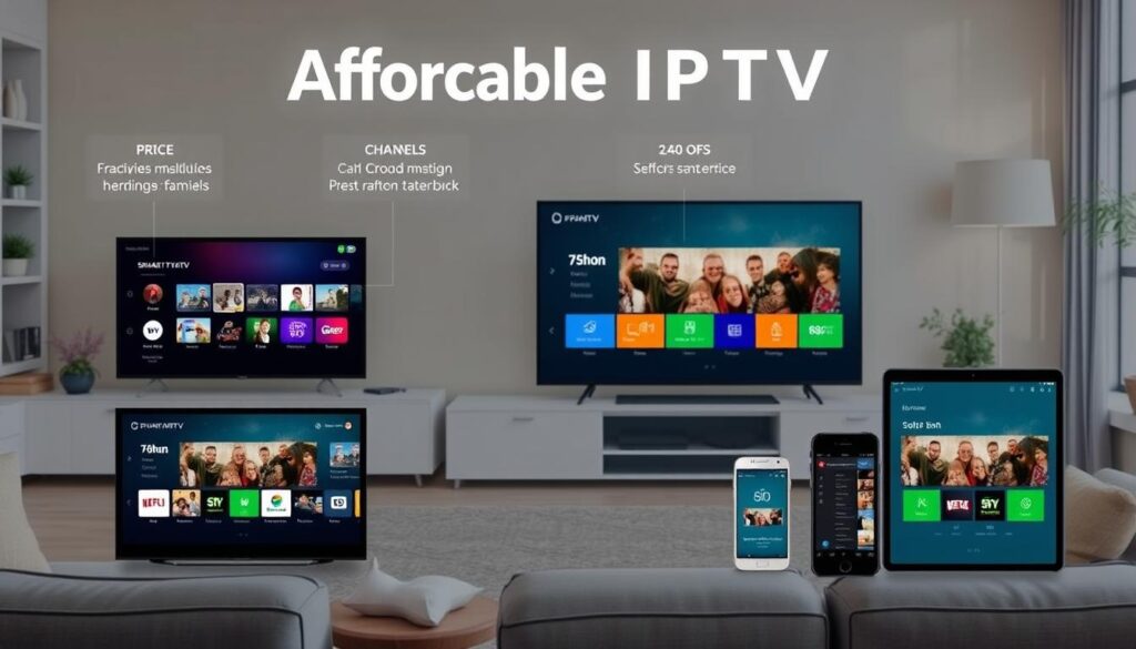 Generate an image representing budget-friendly IPTV services