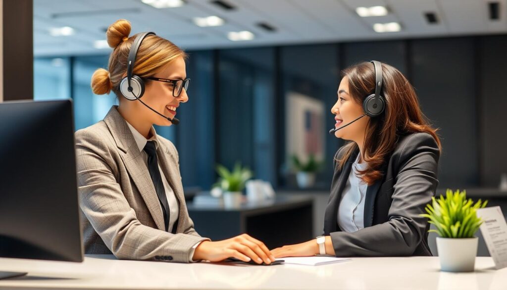 Image of a customer support representative assisting a client Image of a customer support representative assisting a client