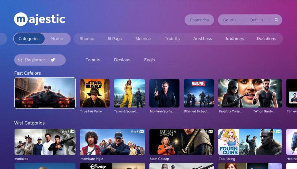 Generate an image of Majestic IPTV's user interface showcasing their content.