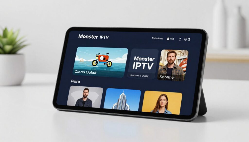 Generate an image of Monster IPTV's interface on a mobile device.