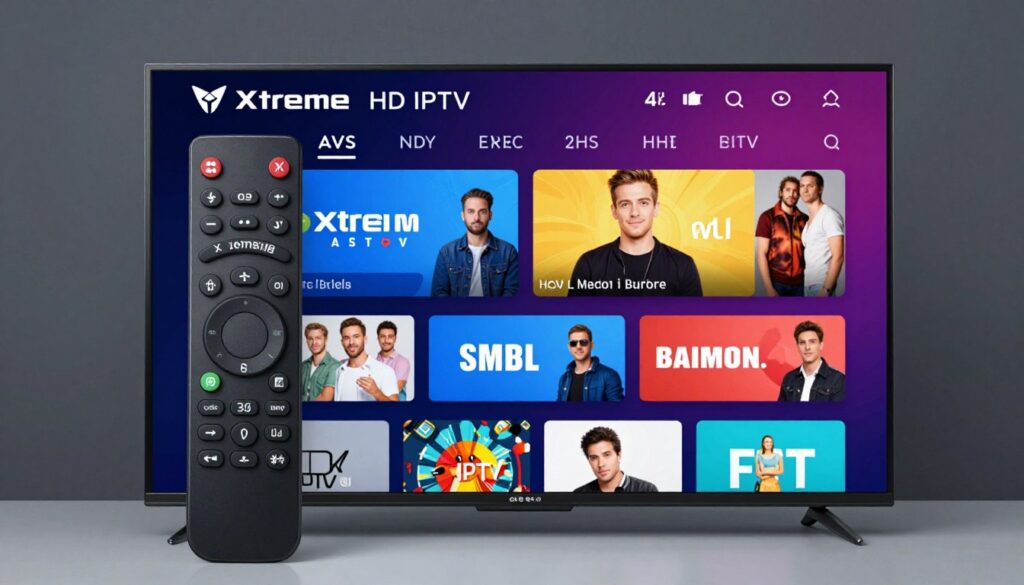Generate an image of Xtreme HD IPTV's interface highlighting its 4K streaming feature. Generate an image of Xtreme HD IPTV's interface highlighting its 4K streaming feature.