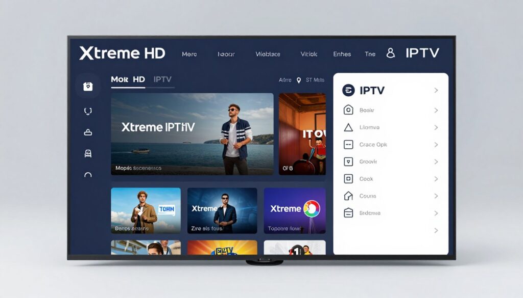 Generate an image of Xtreme HD IPTV's interface, highlighting its 4K streaming quality.
