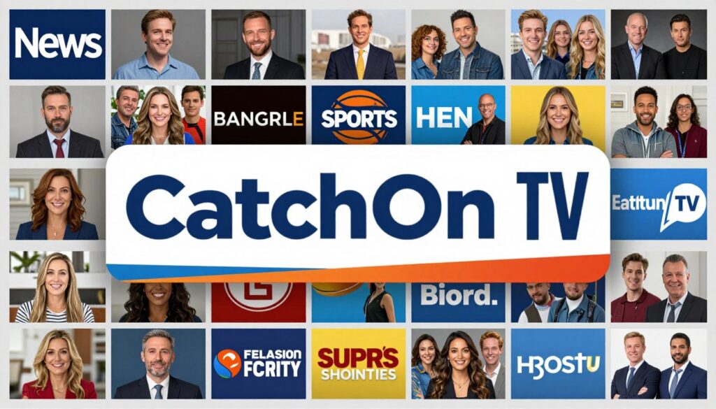 Generate an image of a CatchOn TV logo with a diverse channel lineup Generate an image of a CatchOn TV logo with a diverse channel lineup