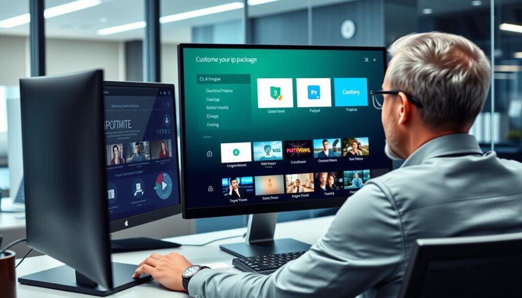 Generate an image of a user customising their IPTV package with OTTOcean.