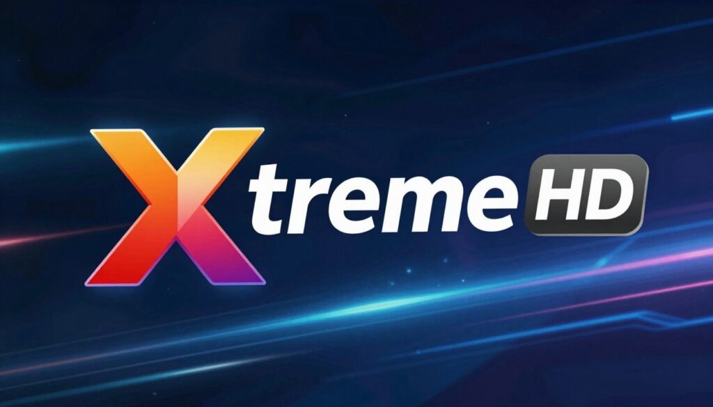 Generate an image of an Xtreme HD IPTV logo with a dynamic, high-definition theme.