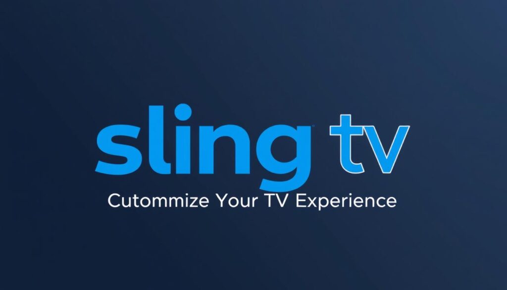 Generate an image of the Sling TV logo with a tagline "Customise Your TV Experience"