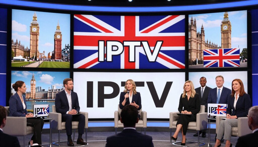 Generate an image representing British IPTV's focus on UK content.