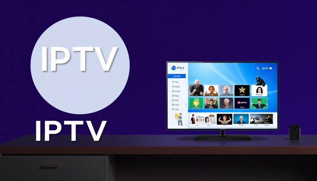 Generate an image representing IPTVDigi's IPTV service, showcasing its user interface and key features.