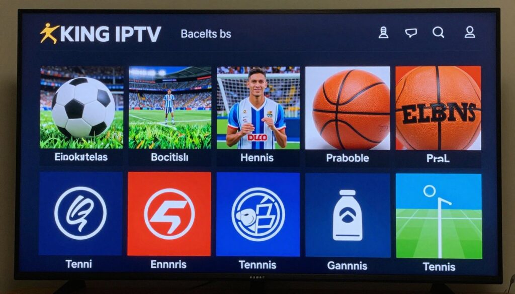 Generate an image representing King IPTV's extensive sports channel lineup